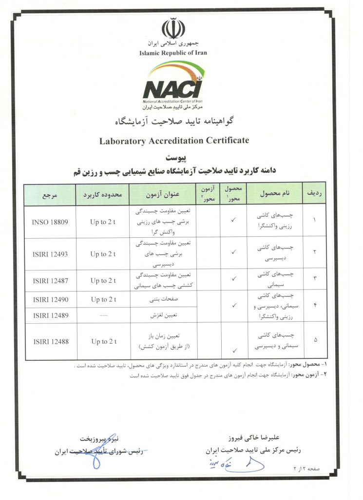 امتیاز آزمایشگاه همکار سازمان ملی استاندارد